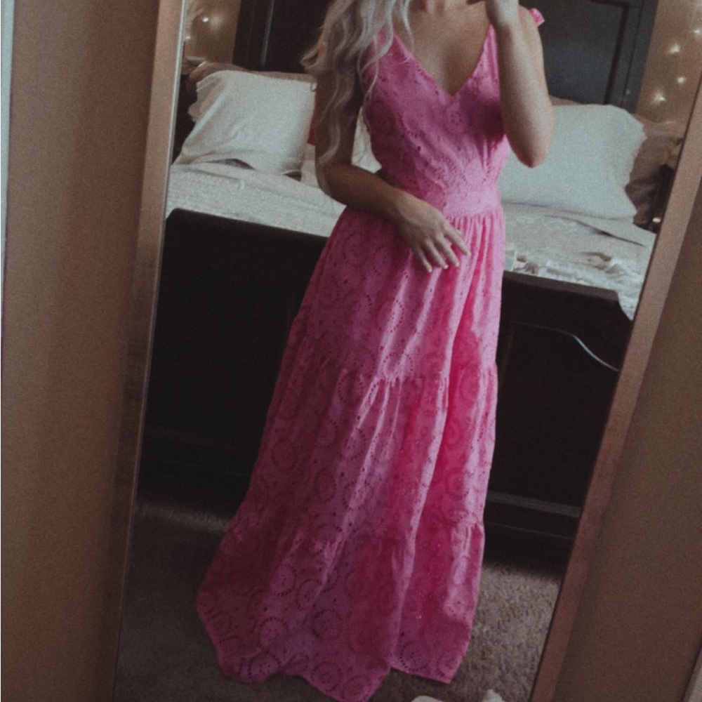 Pink long dress! Cut out sides! Super cute!!!
